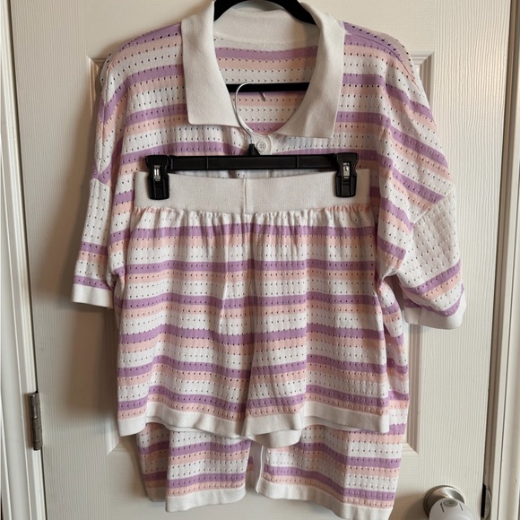 Amazon Pink and Purple Crochet Striped 2 Piece Short Set - Picture 13 of 13